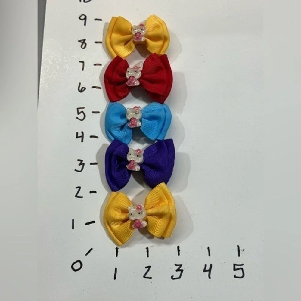 Girls Hello Kitty Hair‎ Bows Set of 5 Multicolor Grosgrain Alligator Clips